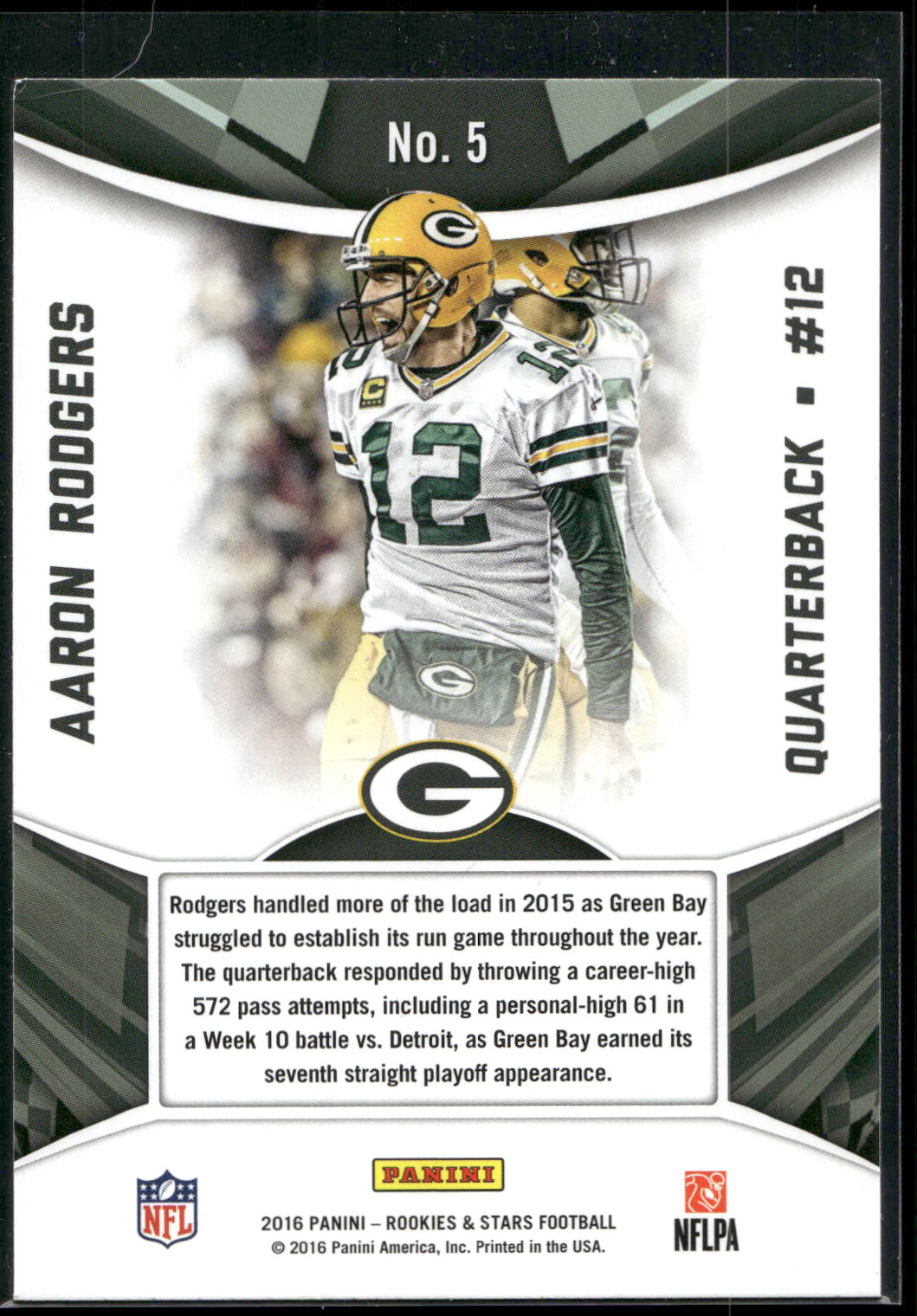 2016 Panini Rookies & Stars #5 Aaron Rodgers Standing Ovation