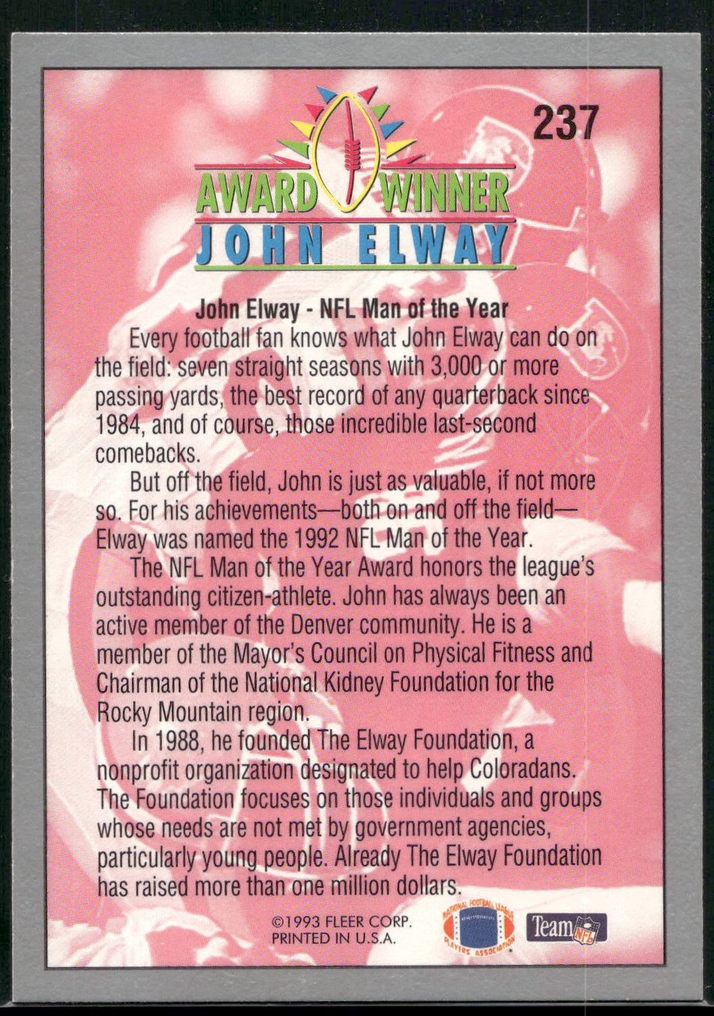 1993 Fleer #237 John Elway