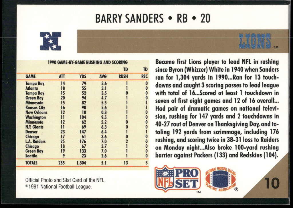 1991 Pro Set #10 Barry Sanders