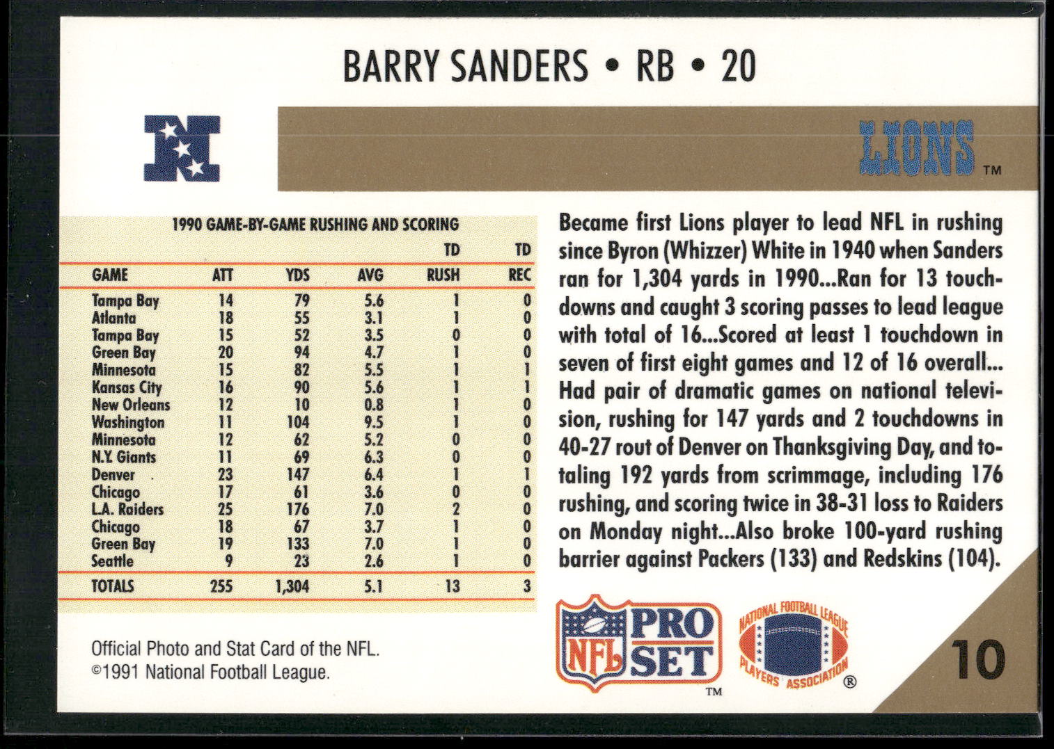 1991 Pro Set #10 Barry Sanders