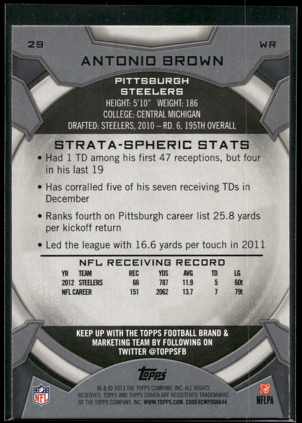 2013 Topps Strata #29 Antonio Brown