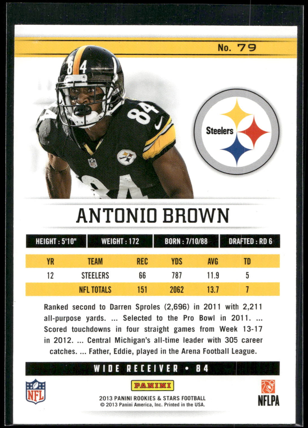 2013 Panini Rookies & Stars #79 Antonio Brown