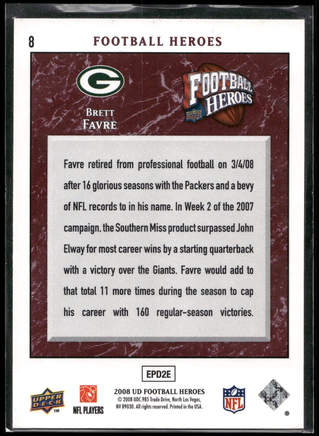 2008 Upper Deck Heroes #8 Brett Favre