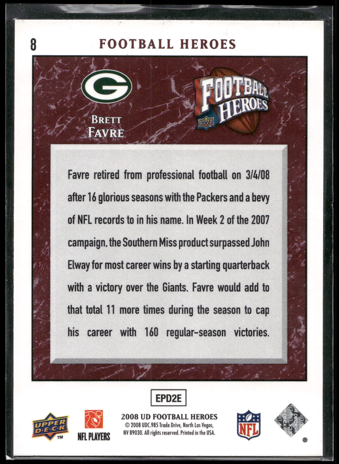 2008 Upper Deck Heroes #8 Brett Favre