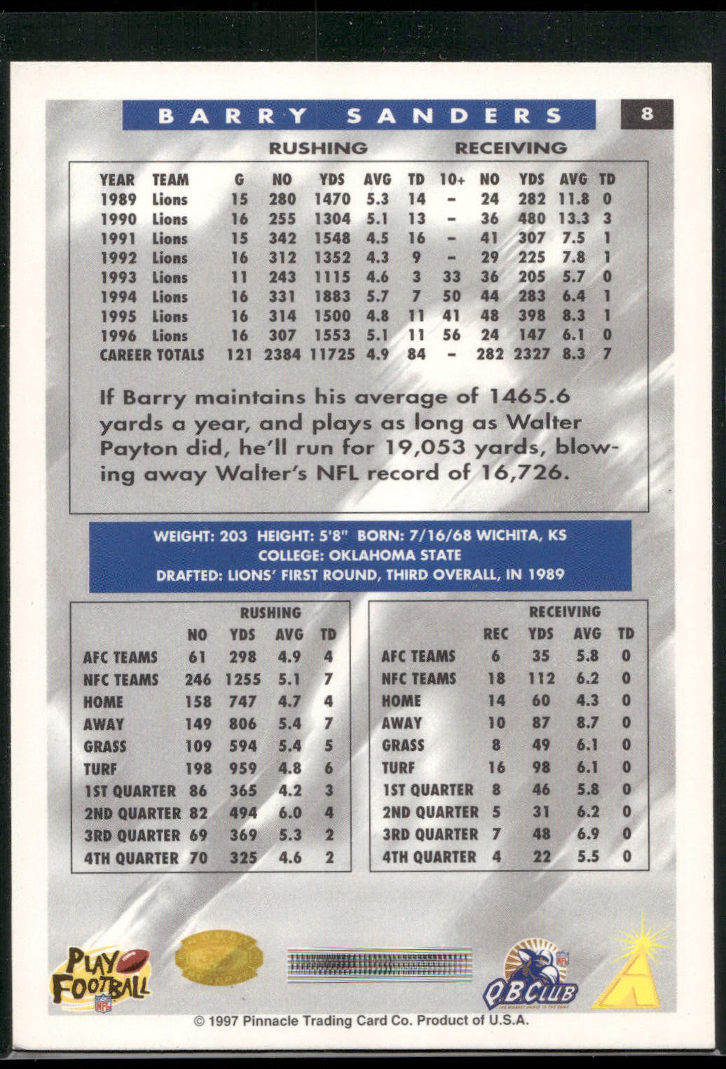 1997 Score #8 Barry Sanders
