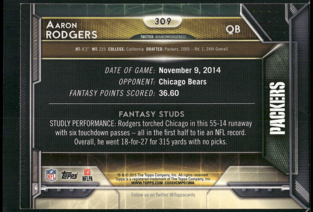 2015 Topps #309 Aaron Rodgers