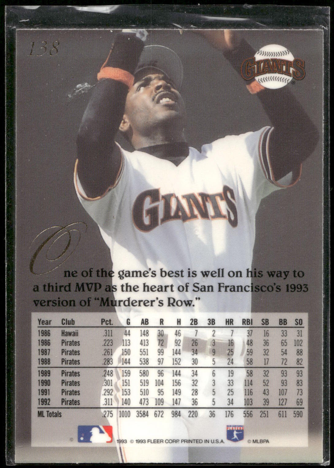 1993 Flair #138 Barry Bonds