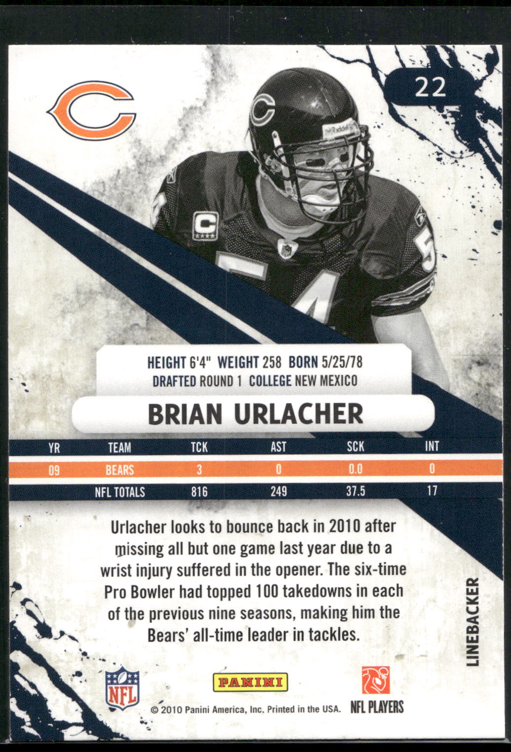 2010 Panini Rookies & Stars #22 Brian Urlacher