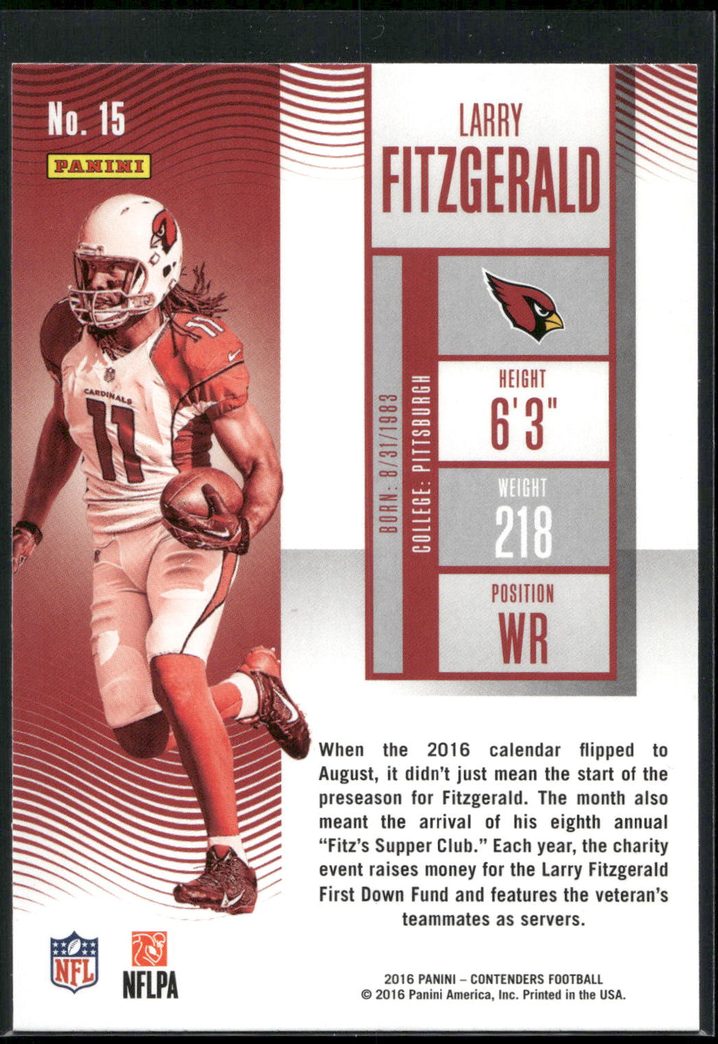 2016 Panini Contenders #15 Larry Fitzgerald