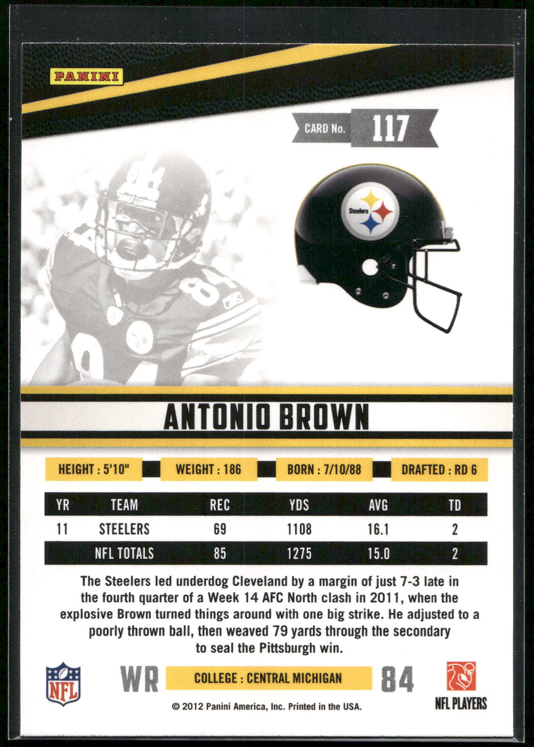 2012 Panini Rookies & Stars #117 Antonio Brown