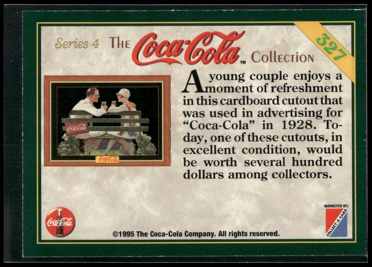 1995 Collect-A-Card Coca-Cola Collection Series 4 #327 Young couple on bench,
