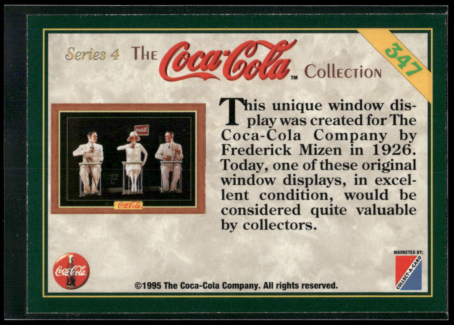 1995 Collect-A-Card Coca-Cola Collection Series 4 #347 Window display, Mizen