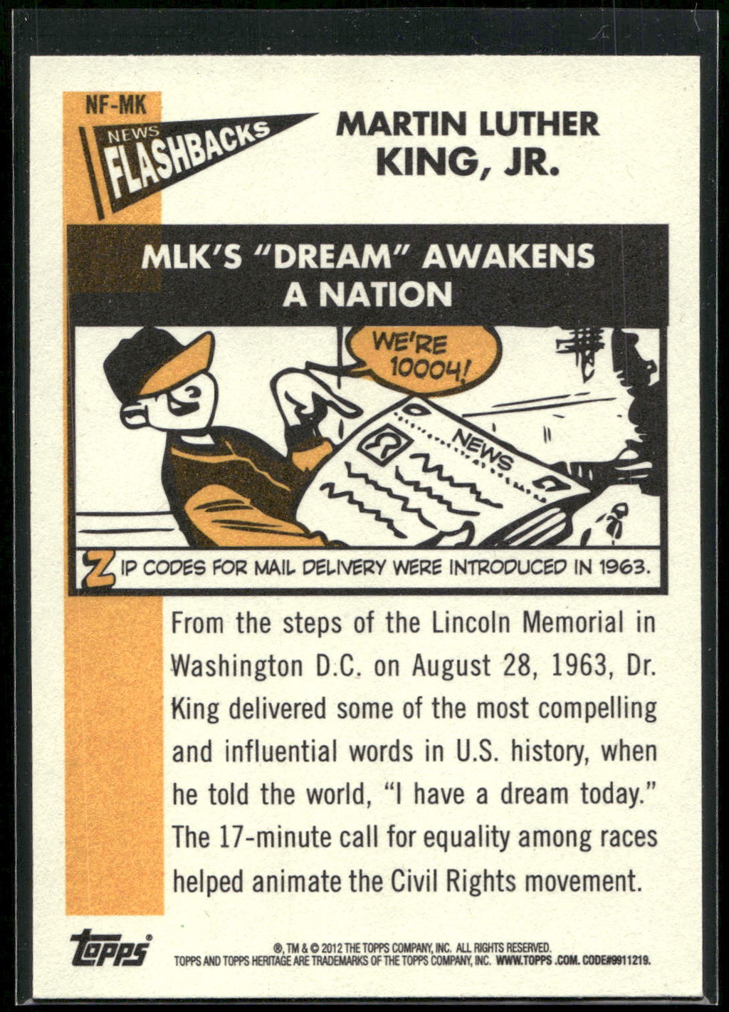 2012 Topps Heritage #NF-MK Martin Luther King Jr. News Flashbacks