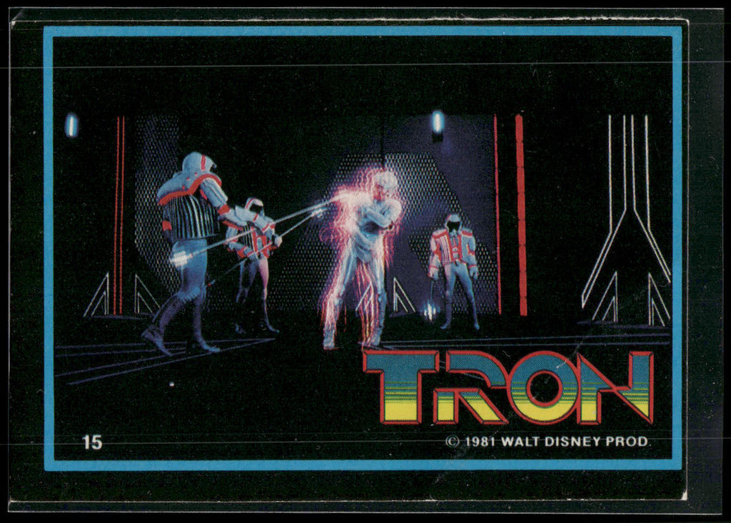 1982 Donruss Tron Movie #15 Guard shocking Flynn