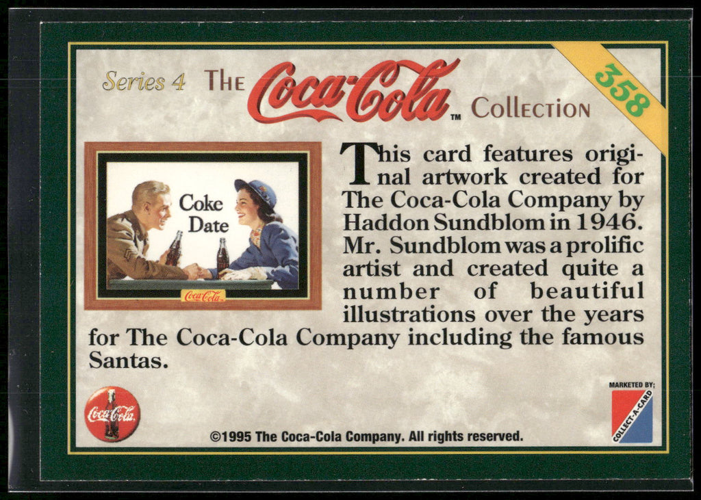 1995 Collect-A-Card Coca-Cola Collection Series 4 #358 Coke Date, Sundblom