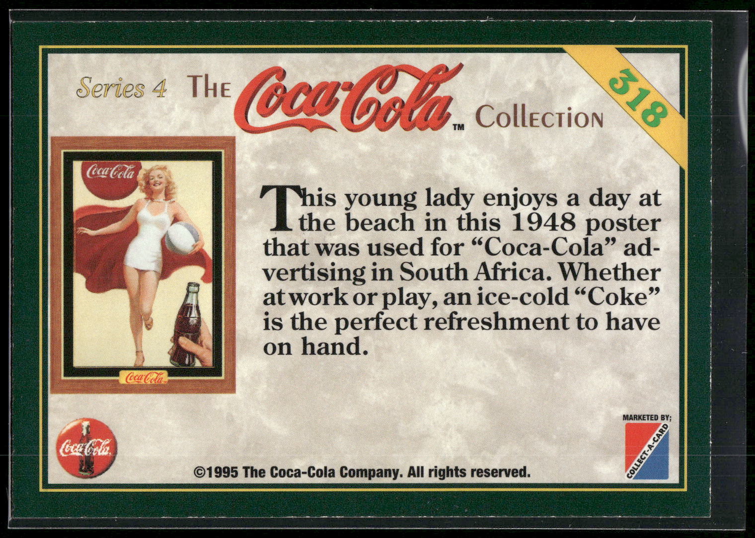1995 Collect-A-Card Coca-Cola Collection Series 4 #318 Beach ball