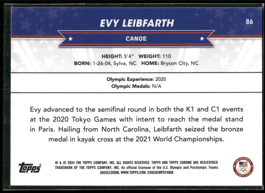 2024 Topps Chrome U.S. Olympics & Paralympic Hopefuls #86 Evy Leibfarth