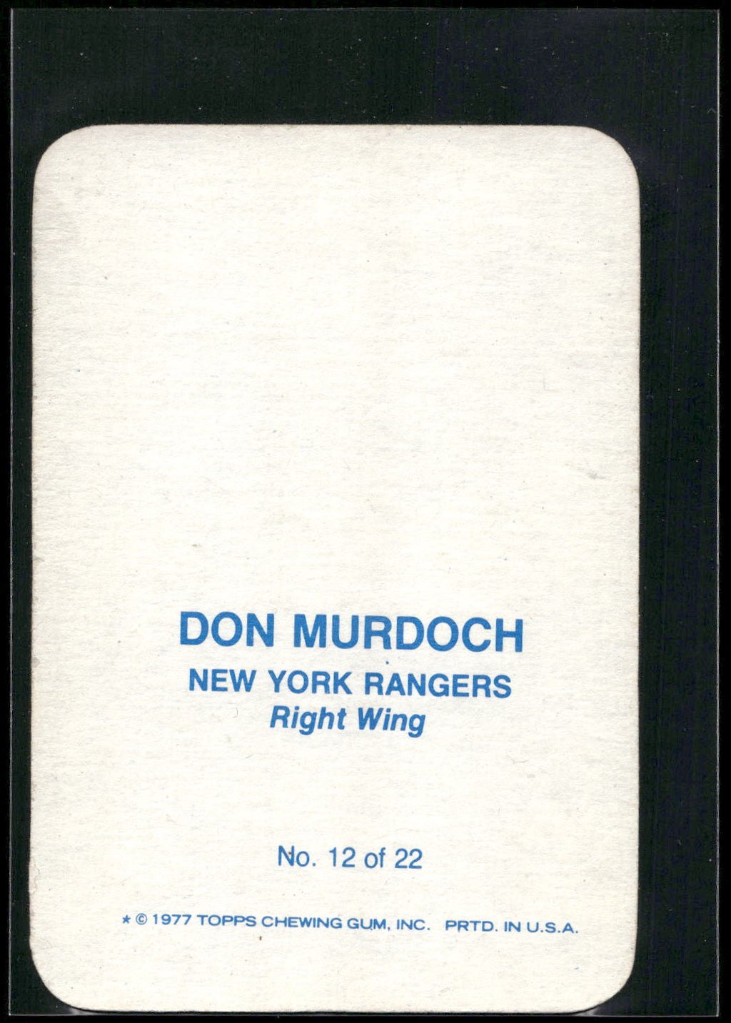 1977-78 Topps #12 Don Murdoch Glossy Inserts (Rounded Corners)