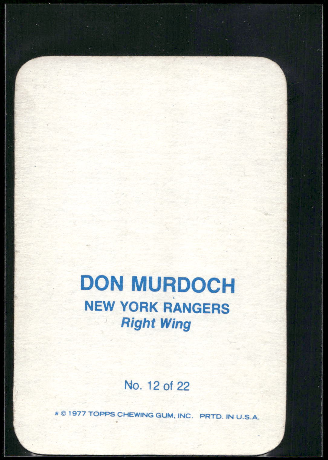 1977-78 Topps #12 Don Murdoch Glossy Inserts (Rounded Corners)