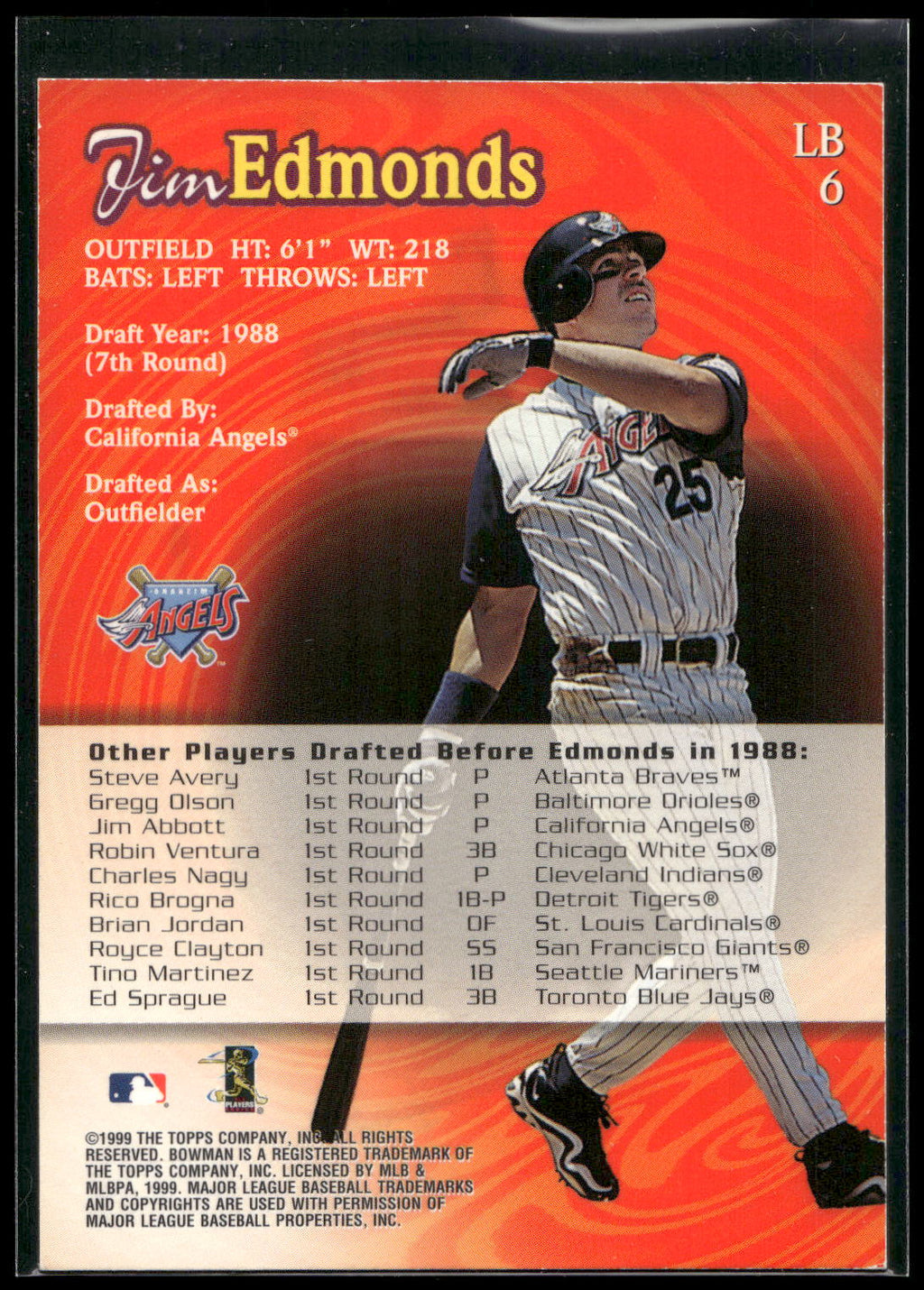 1999 Bowman #LB6 Jim Edmonds Late Bloomers