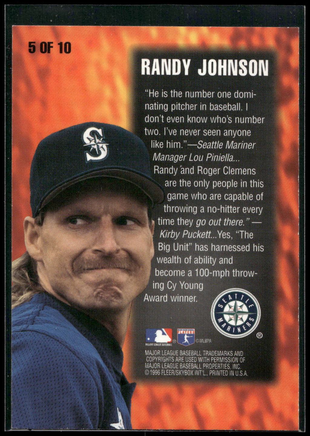 1996 Fleer #5 Randy Johnson Smoke 'N Heat