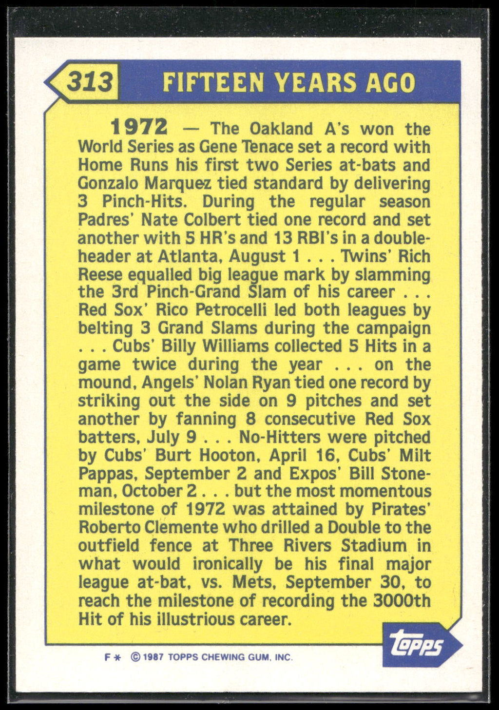 1987 Topps #313 Roberto Clemente