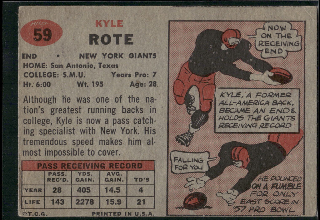 1957 Topps #59 Kyle Rote