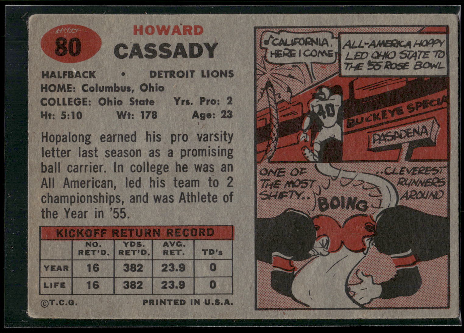 1957 Topps #80 Howard Cassady
