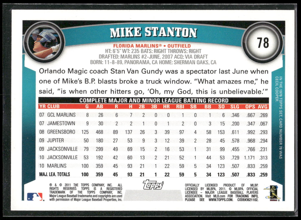 2011 Topps #78 Mike Stanton
