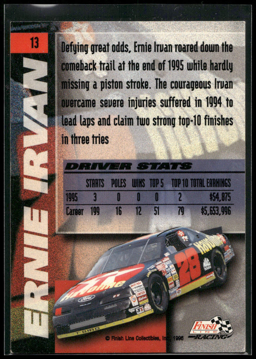 1996 Finish Line #13 Ernie Irvan