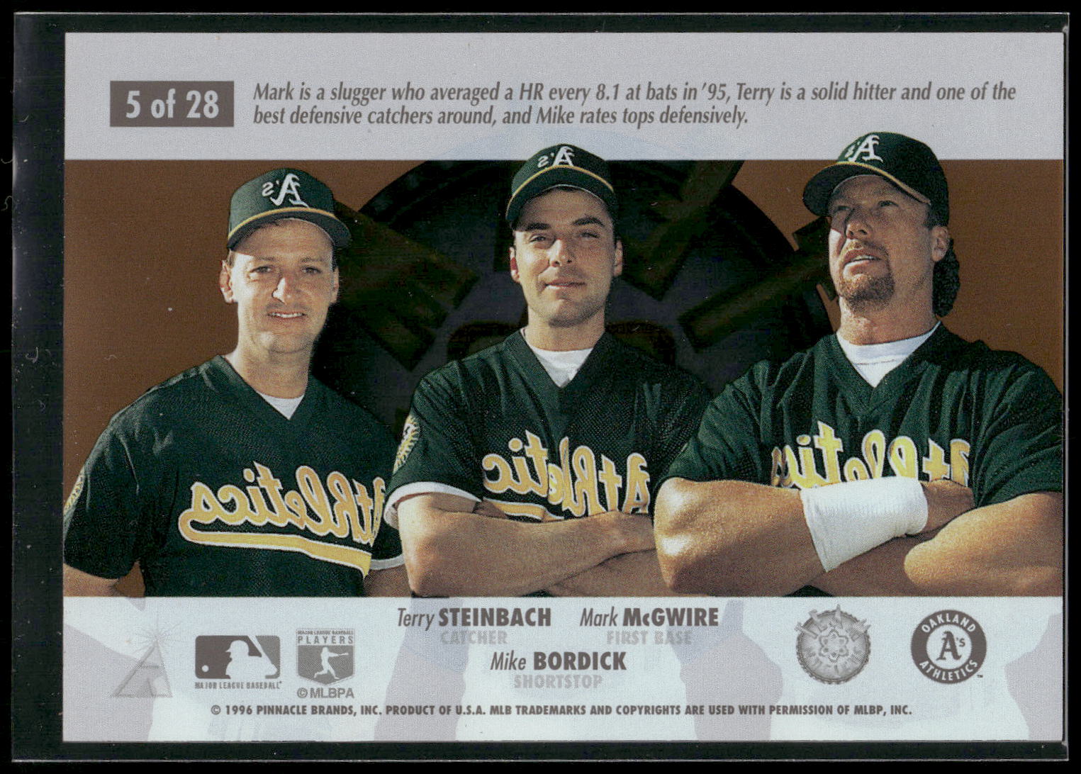 1996 Select #5 Mark McGwire / Mike Bordick / Terry Steinbach Team Nucleus