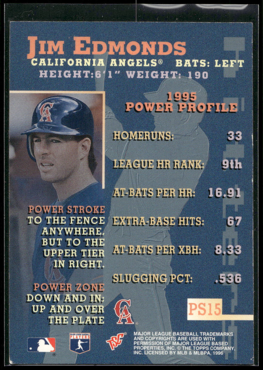 1996 Stadium Club #PS15 Jim Edmonds Power Streak