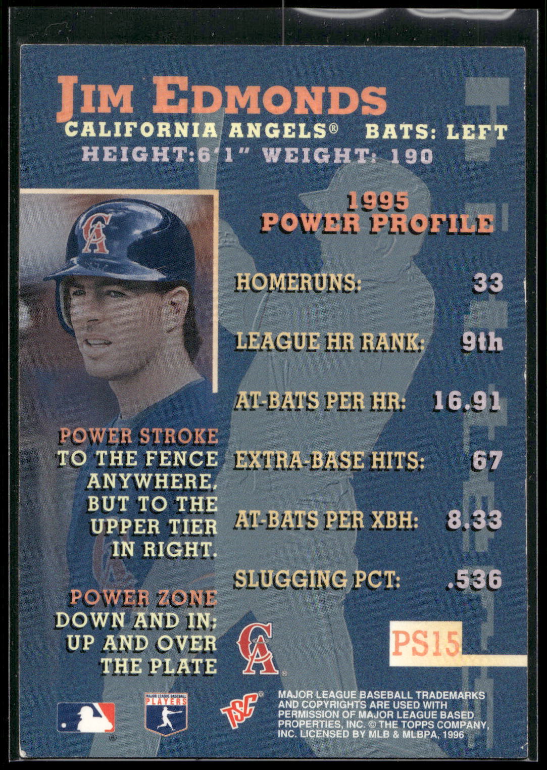 1996 Stadium Club #PS15 Jim Edmonds Power Streak