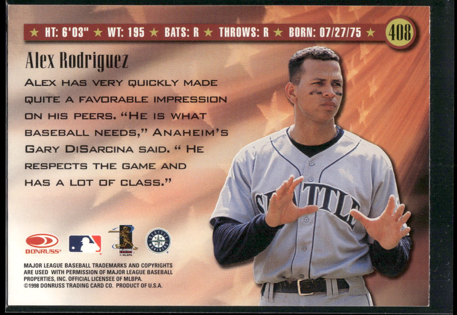 1998 Donruss #408 Alex Rodriguez