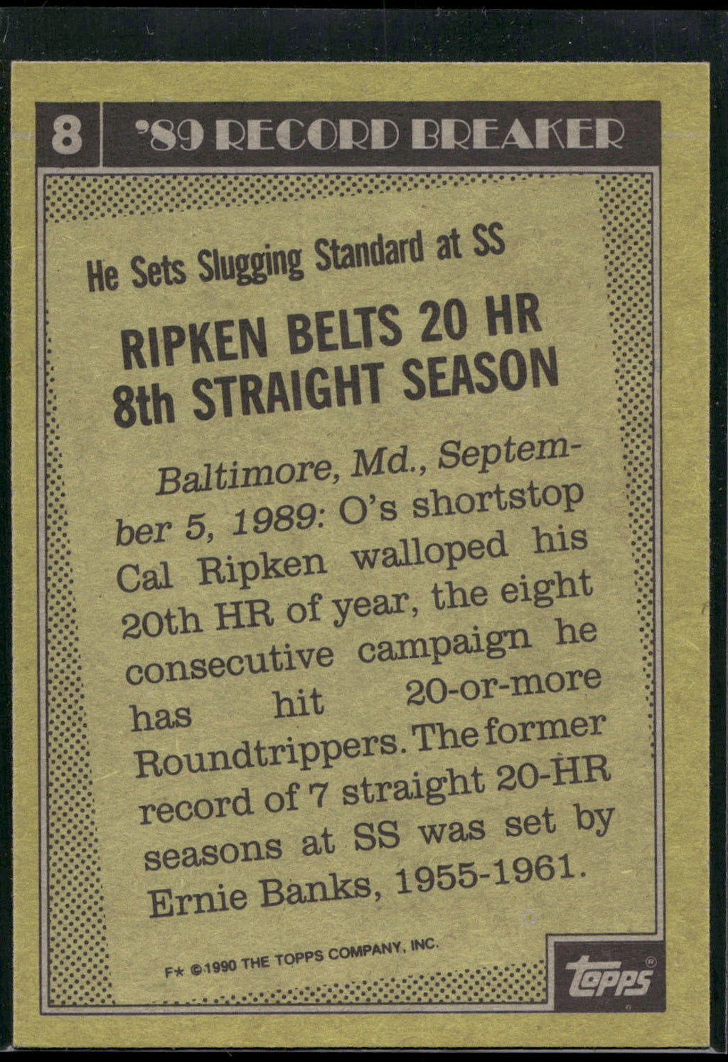 1990 Topps #8 Cal Ripken