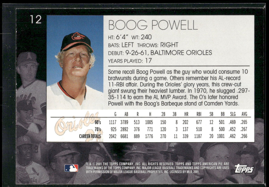 2001 Topps American Pie #12 Boog Powell