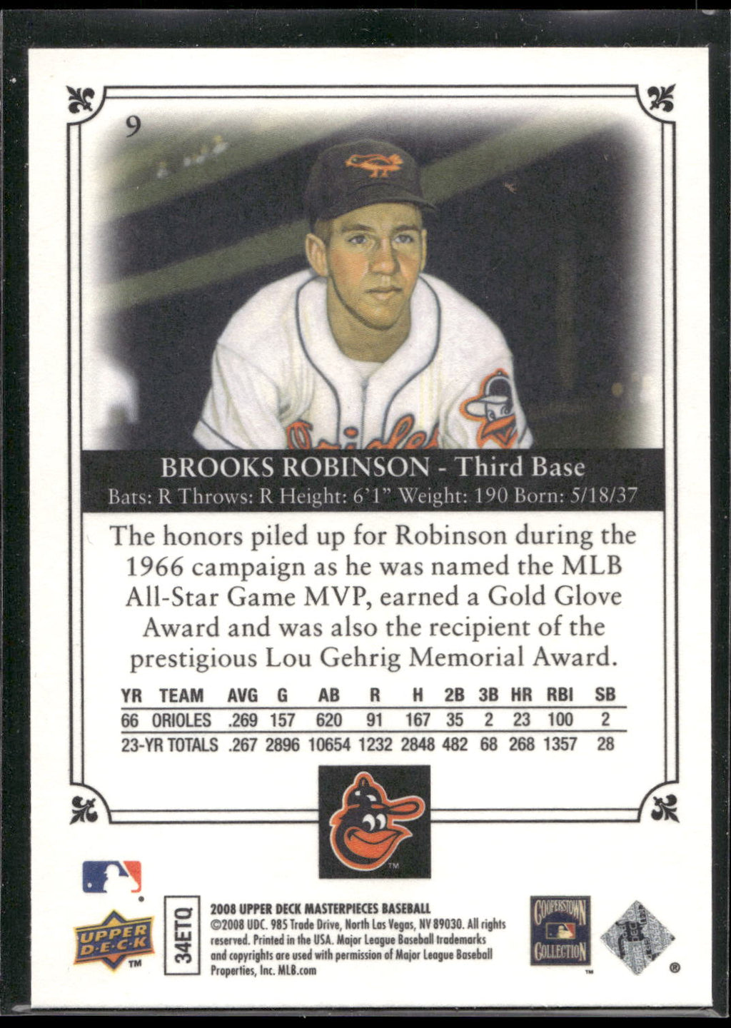2008 Upper Deck Masterpieces #9 Brooks Robinson