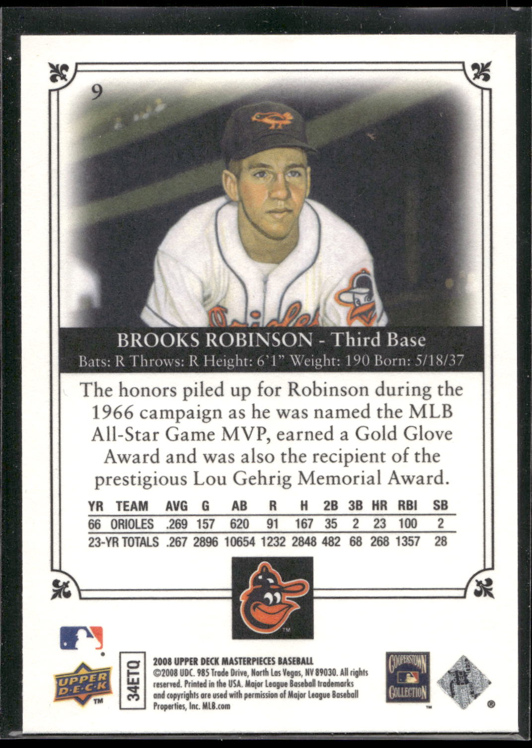 2008 Upper Deck Masterpieces #9 Brooks Robinson