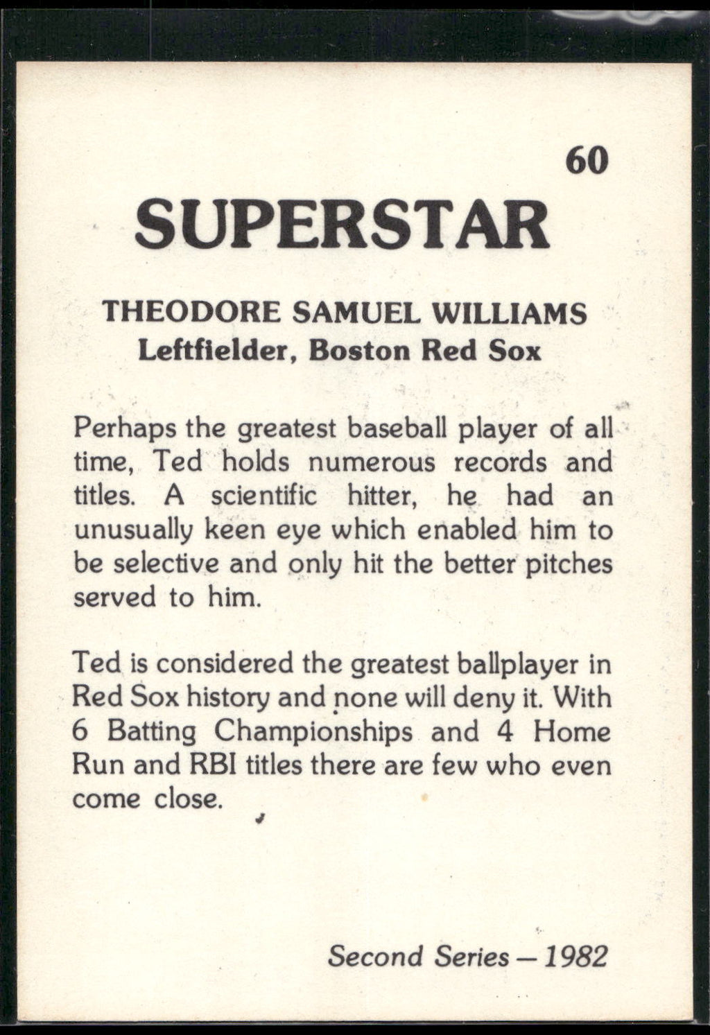 1982 TCMA Superstars #60 Ted Williams
