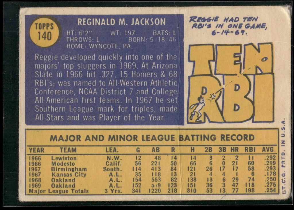 1970 Topps #140 Reggie Jackson