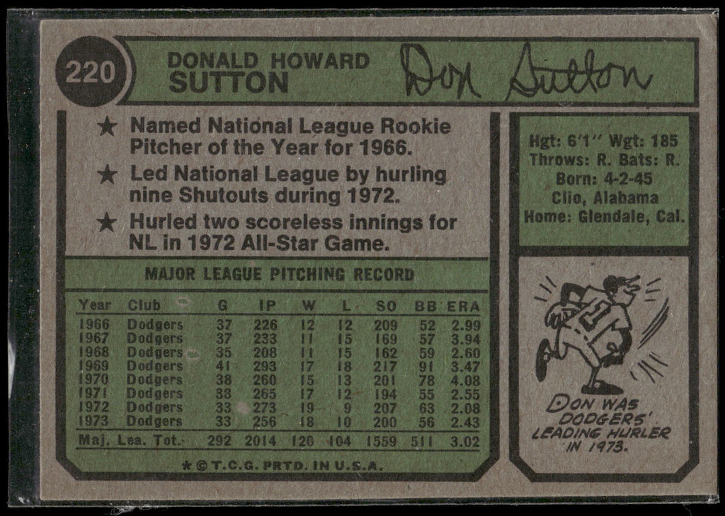 1974 Topps #220 Don Sutton