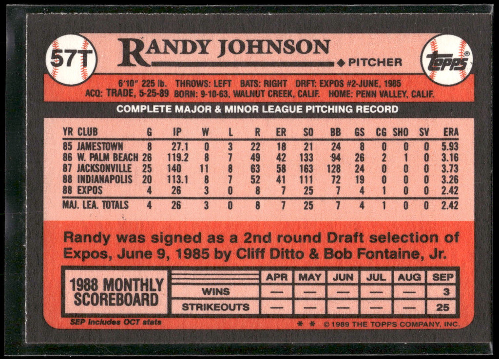 1989 Topps Traded #57T Randy Johnson