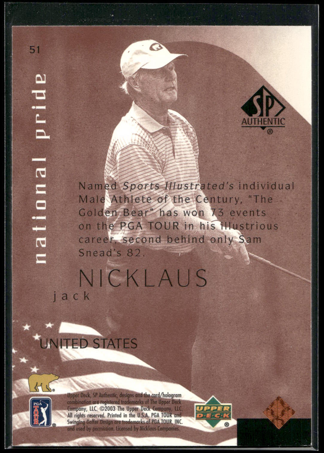 2003 SP Authentic #51 Jack Nicklaus