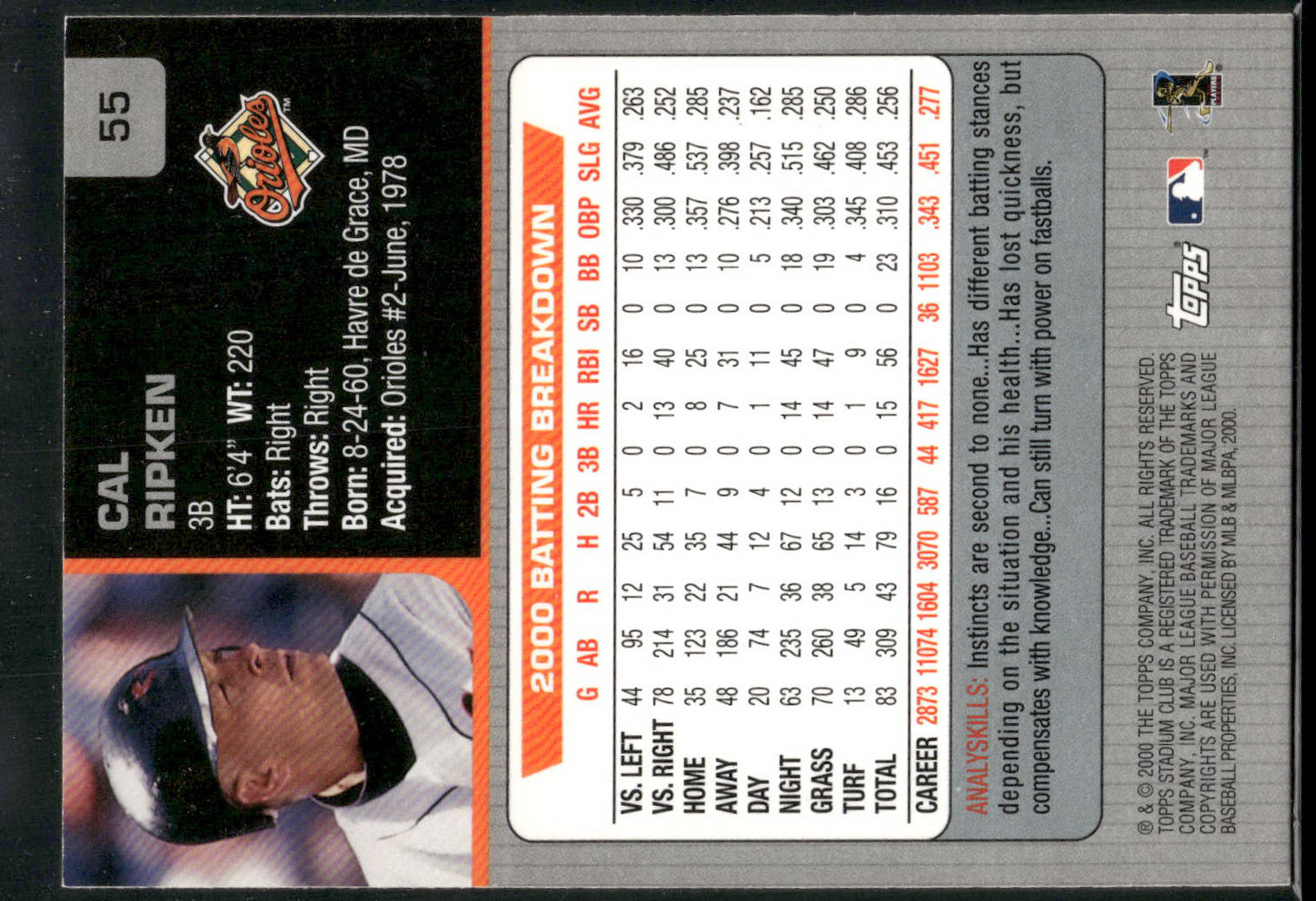2001 Stadium Club #55 Cal Ripken