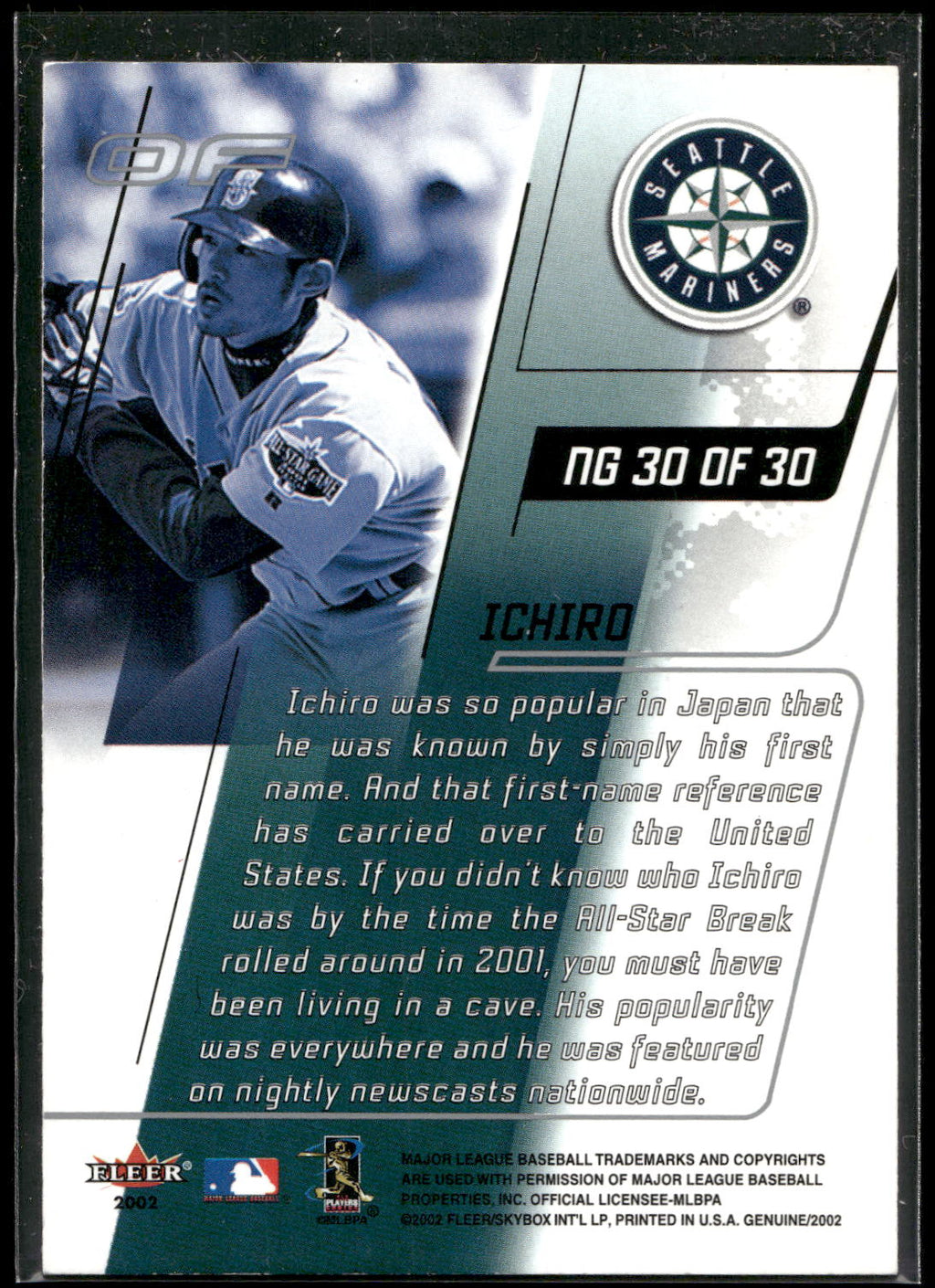 2002 Fleer Genuine #NG 30 Ichiro Names of the Game