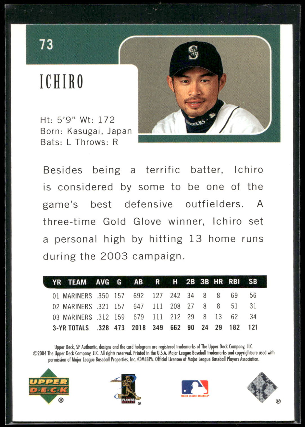 2004 SP Authentic #73 Ichiro