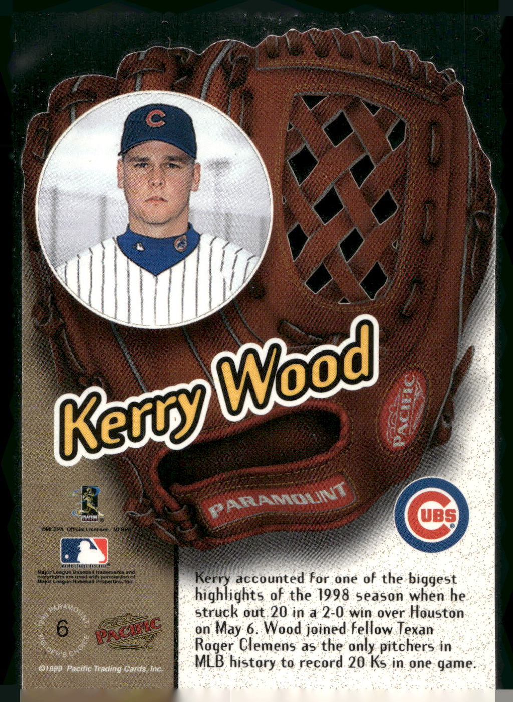 1999 Pacific Paramount #6 Kerry Wood Fielder's Choice