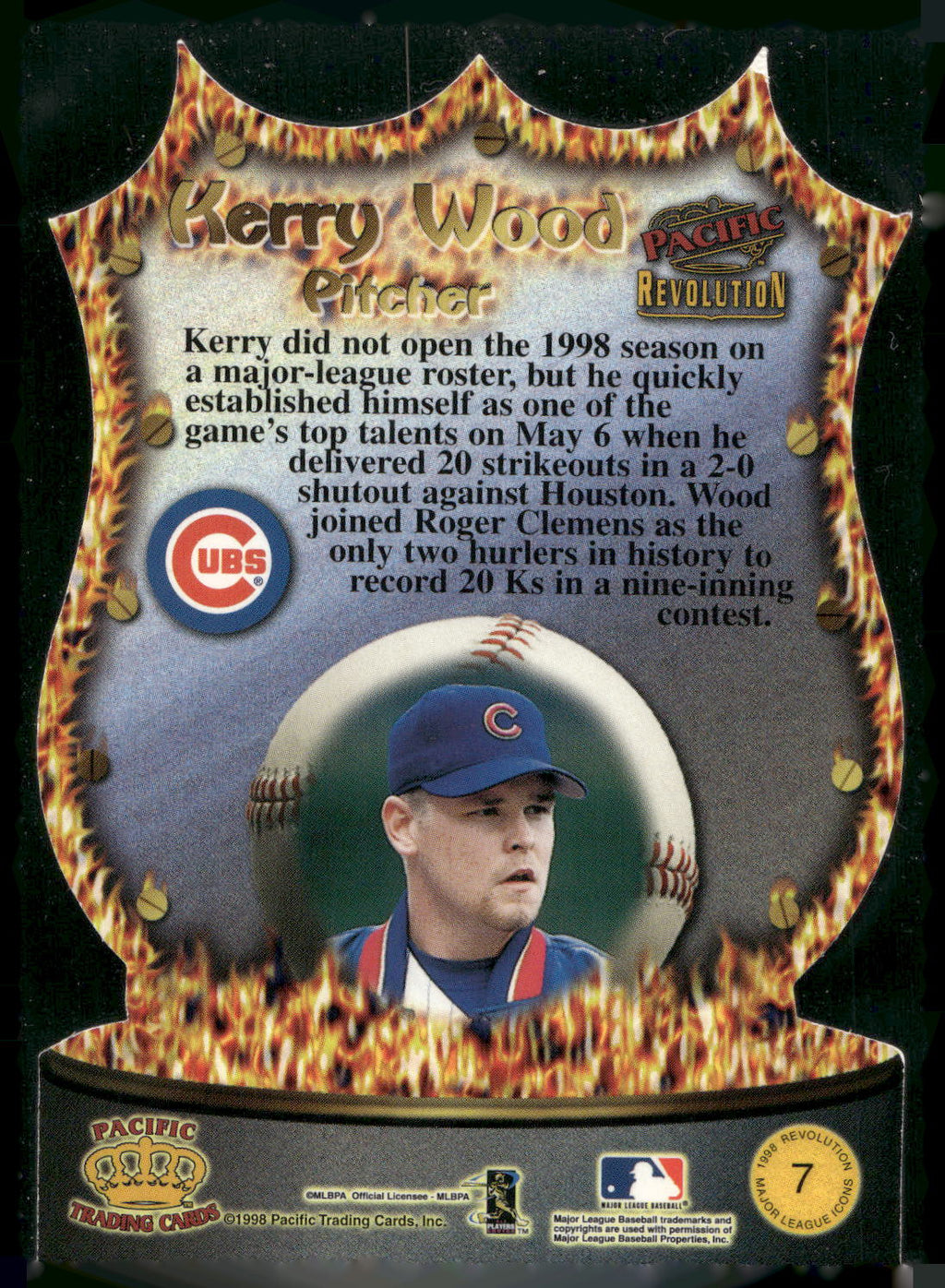 1998 Pacific Revolution #7 Kerry Wood Major League Icons