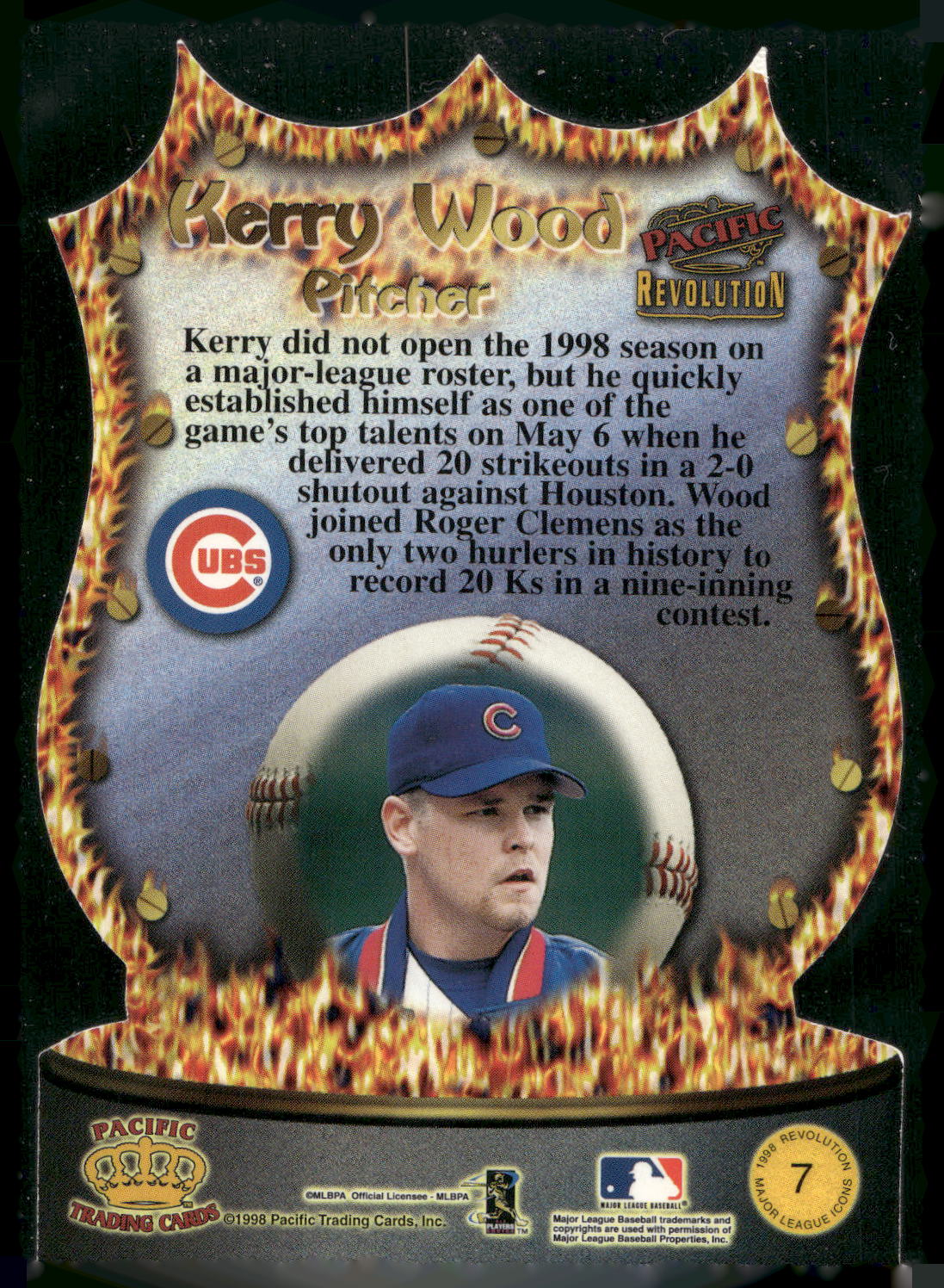 1998 Pacific Revolution #7 Kerry Wood Major League Icons