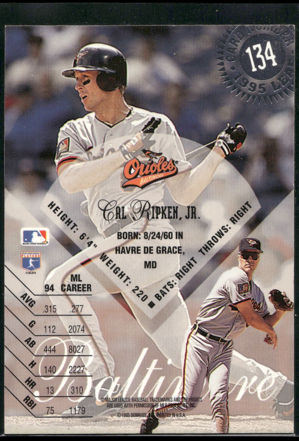 1995 Leaf #134 Cal Ripken, Jr.